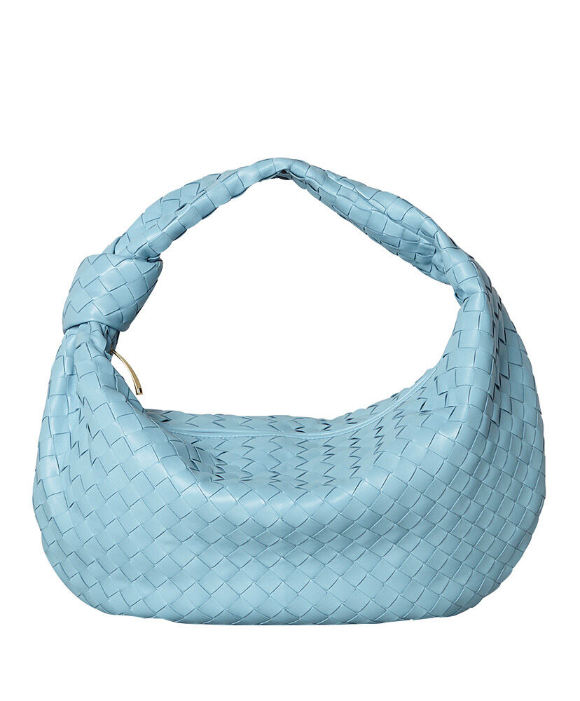 Bottega Veneta Rounded Hobo Bag In Intrecciato Nappa Light Blue